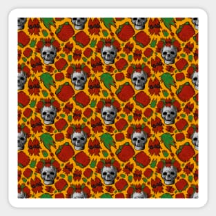 Native Australian Floral Pattern with Skulls - CreateArtHistory Sticker